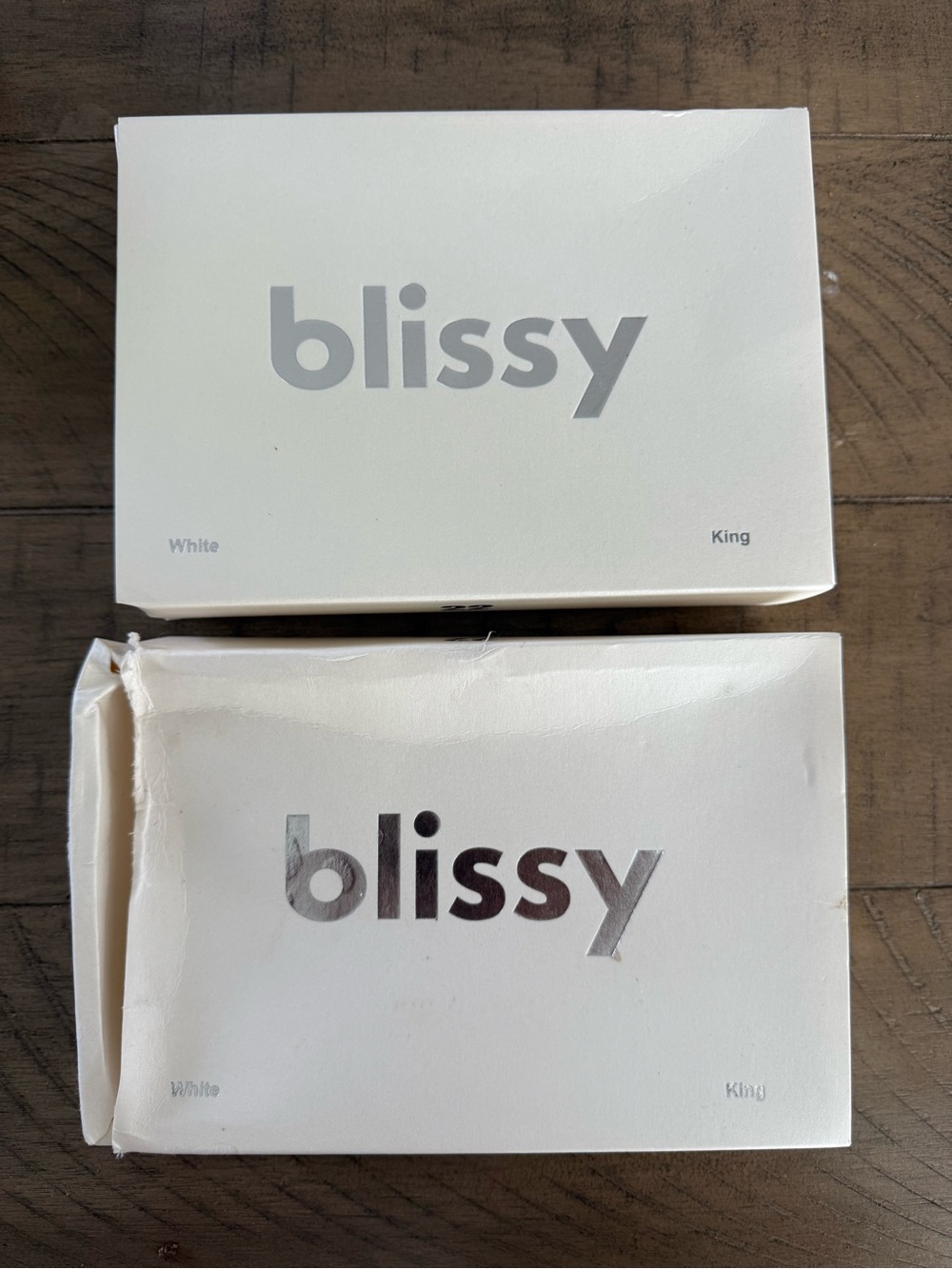 Two Brand New Blissy White King 100%  Mulberry Silk Pillowcases Unopened in Box